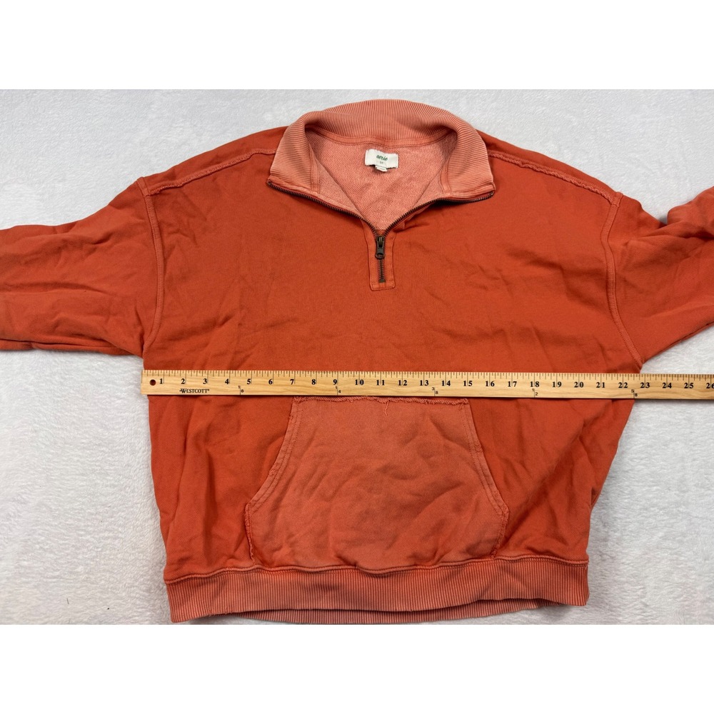 Aerie Womens Orange Quarter Zip French Terry Sweatshirt Kangaroo Pocket Size S - Picture 4 of 5
